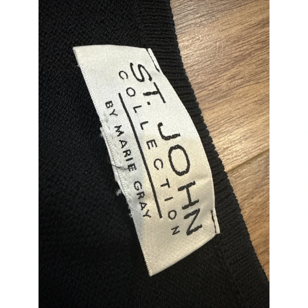 ST. JOHN Collection by Marie Gray Knit  Laced V-neck  Studs Black Sweater